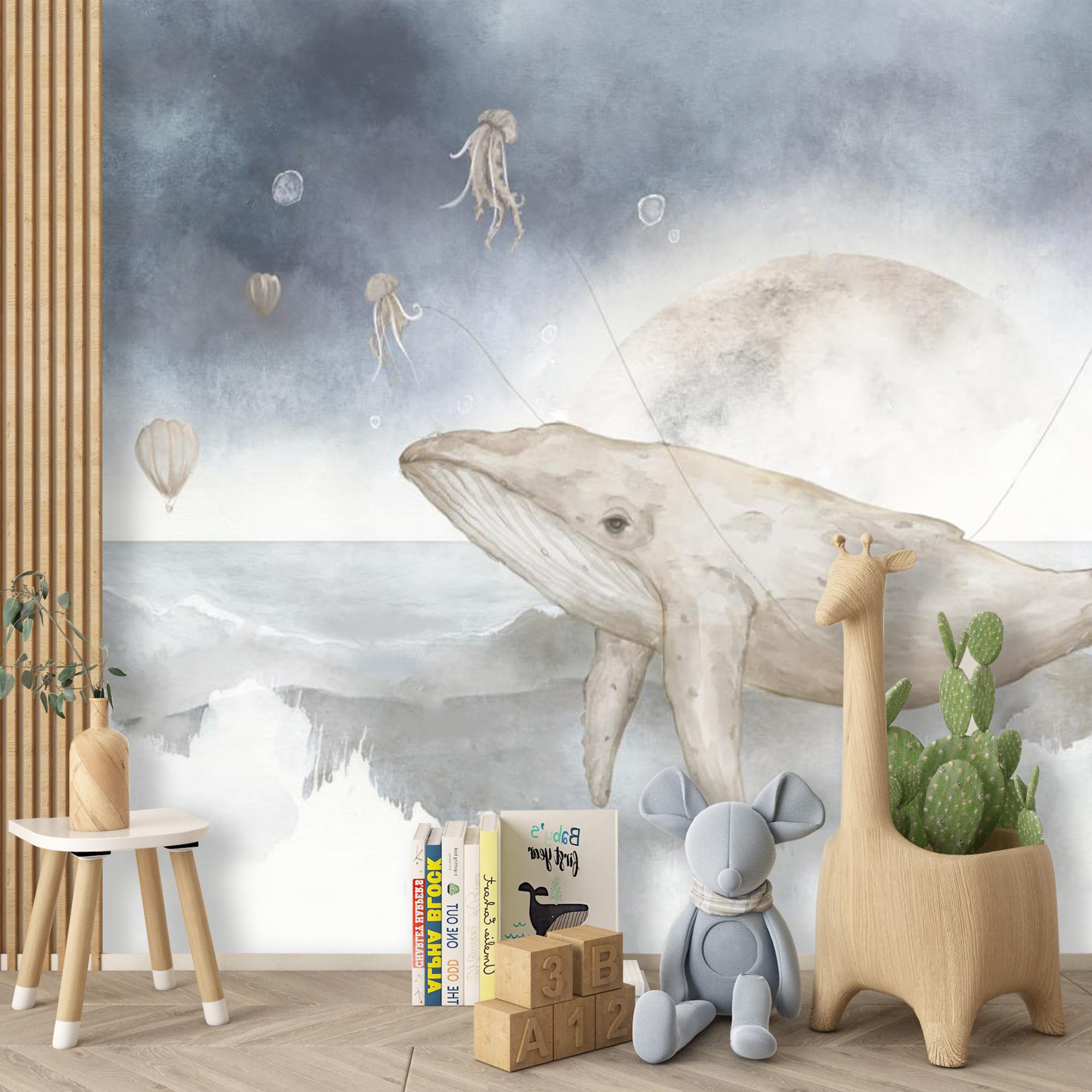 Abstract Aussie Map Sleeping Fairy on Whale Peel and Stick Mural – WallKoala