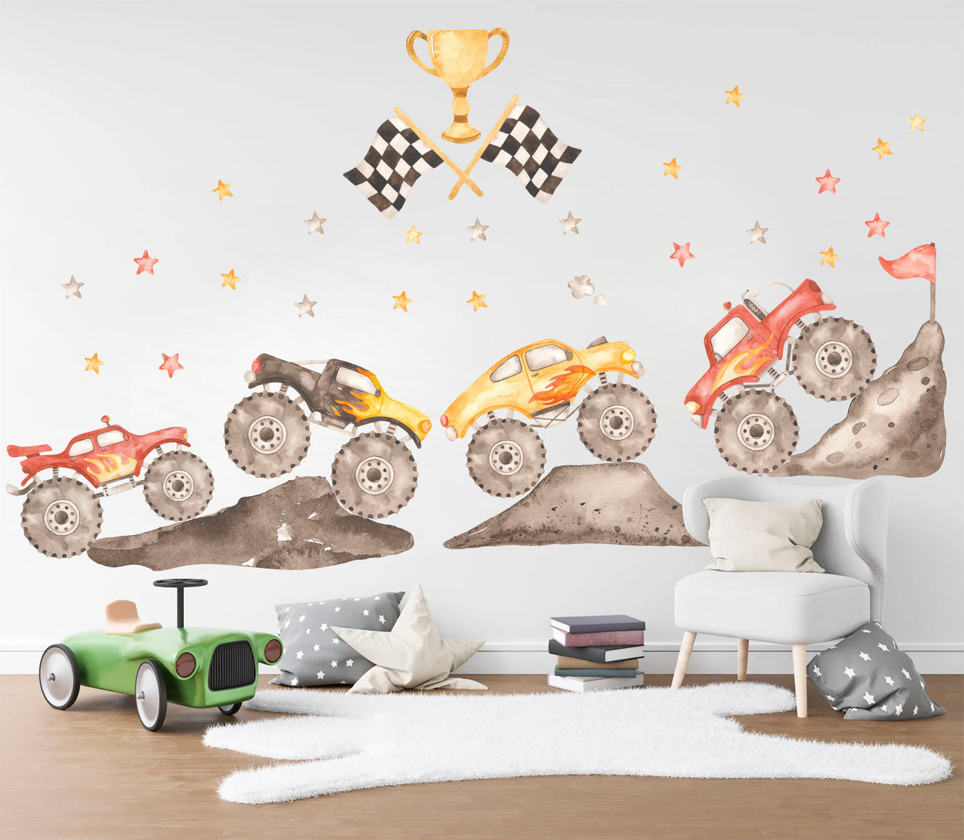 Off-Road Monster Truck Rally Wall Decal - Boys Room Decor – WallKoala