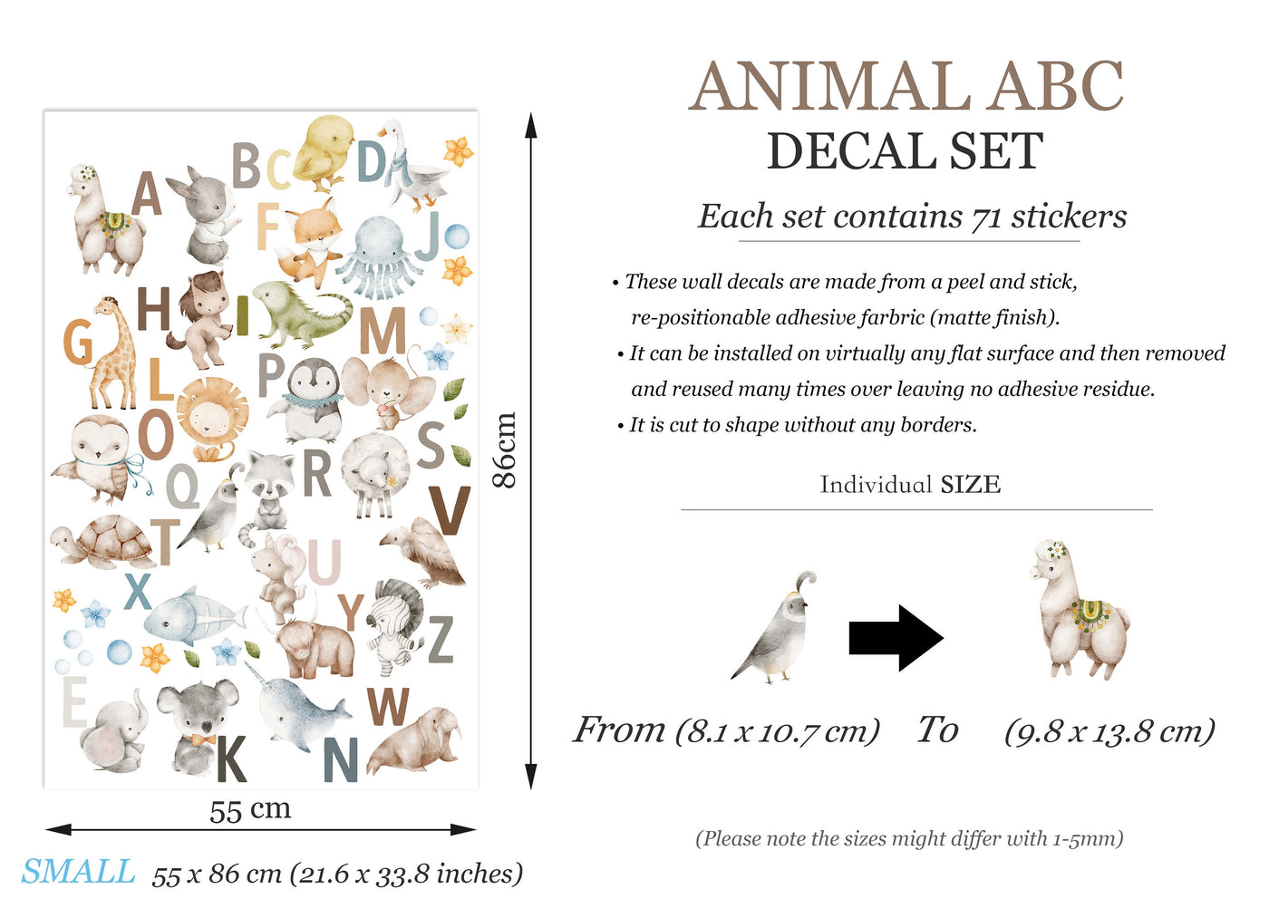 Animal Alphabet Decals - A to Z Wildlife Initials Wall Decal – WallKoala