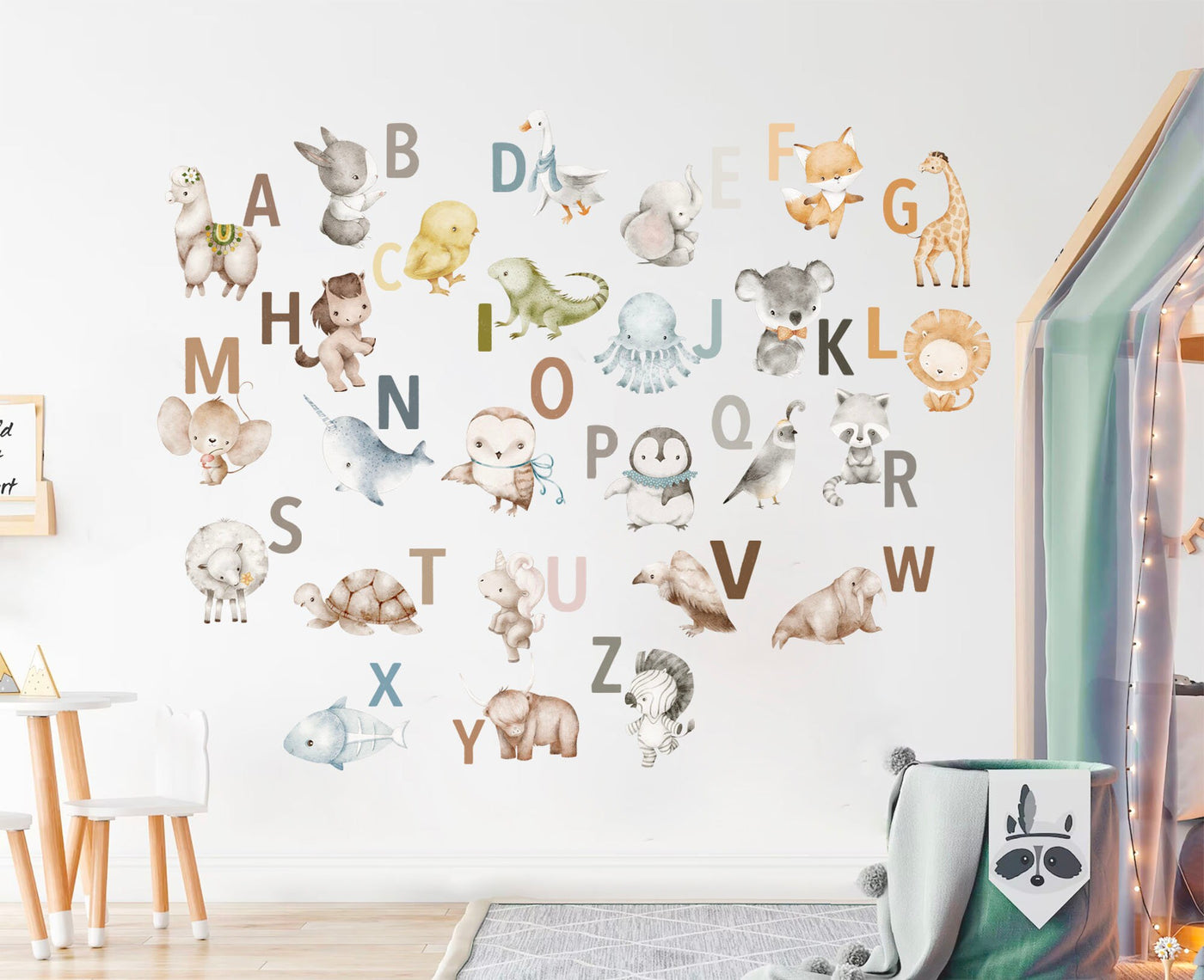 Animal Alphabet Decals - A to Z Wildlife Initials Wall Decal – WallKoala